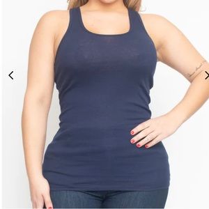 NWOT Active Basics Navy  Plus Size Racer Back  Scoop Neck Tank Top Cotton Y2K